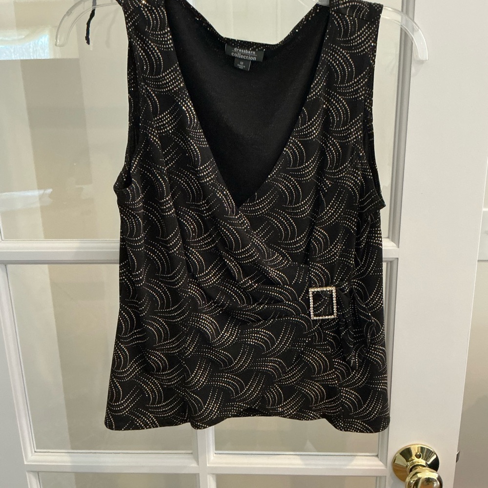 Dressbarn Black and Gold Swirl Blouse